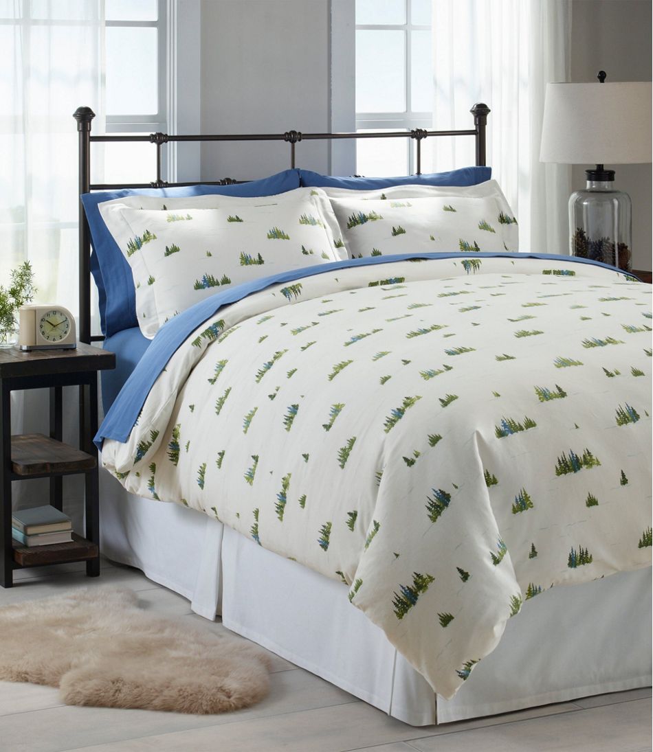Treeline Print Flannel Comforter Cover Collection Llbean