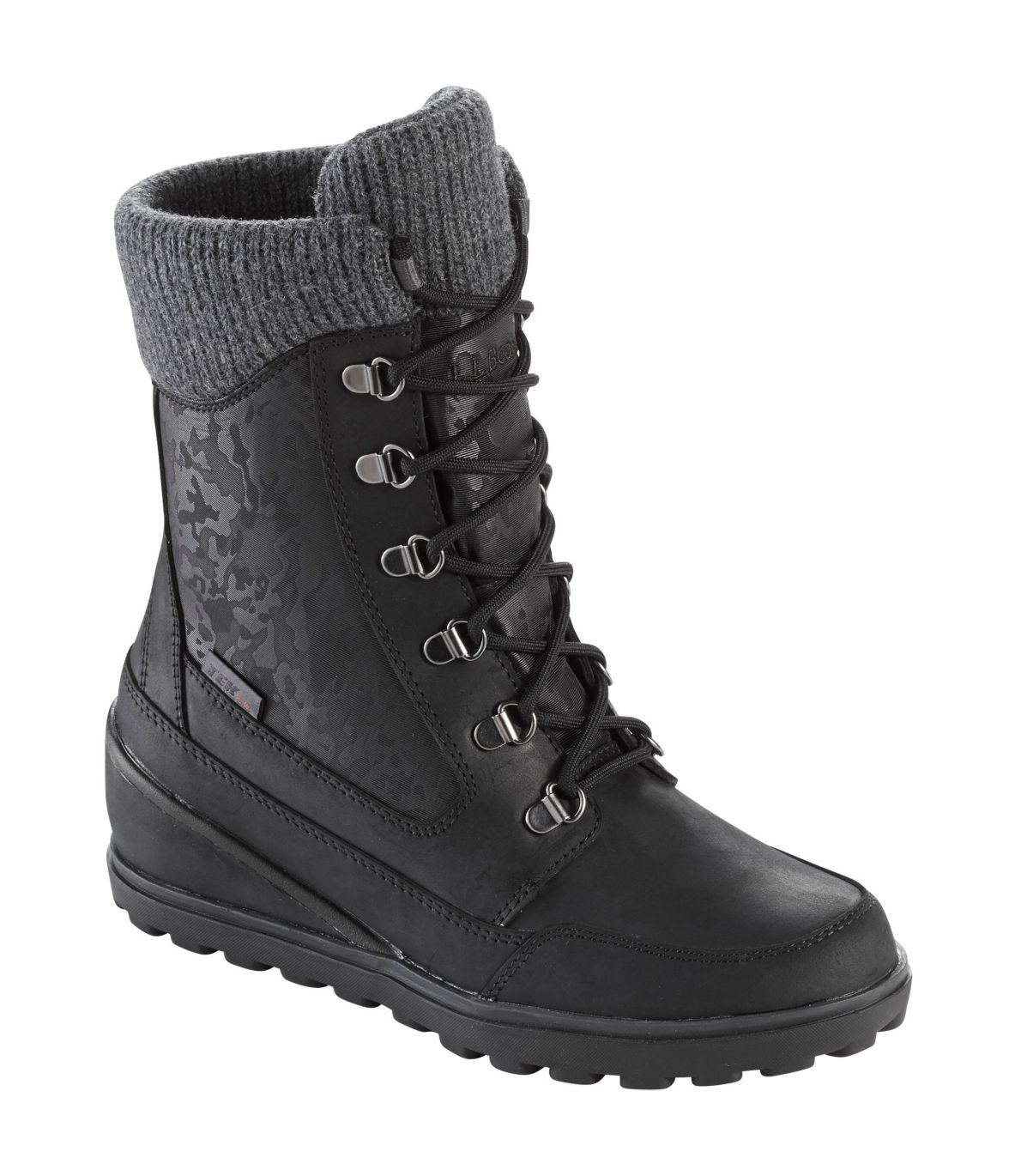 Women's Wedge Snow Boot, Leather/Mesh