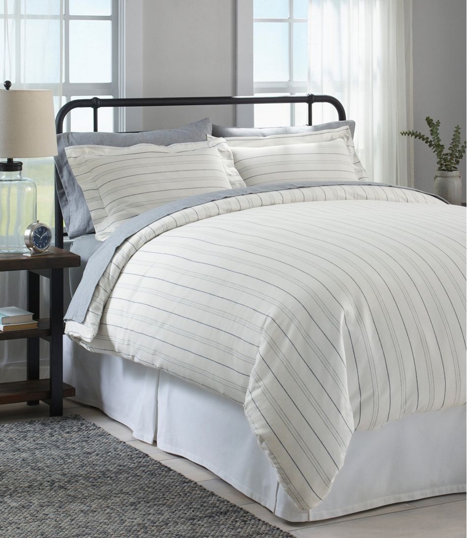 Organic Flannel Comforter Cover, Striped Flannel Duvet Cover