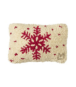 Wool Hooked Throw Pillow, Red Flake, 8" x 12"