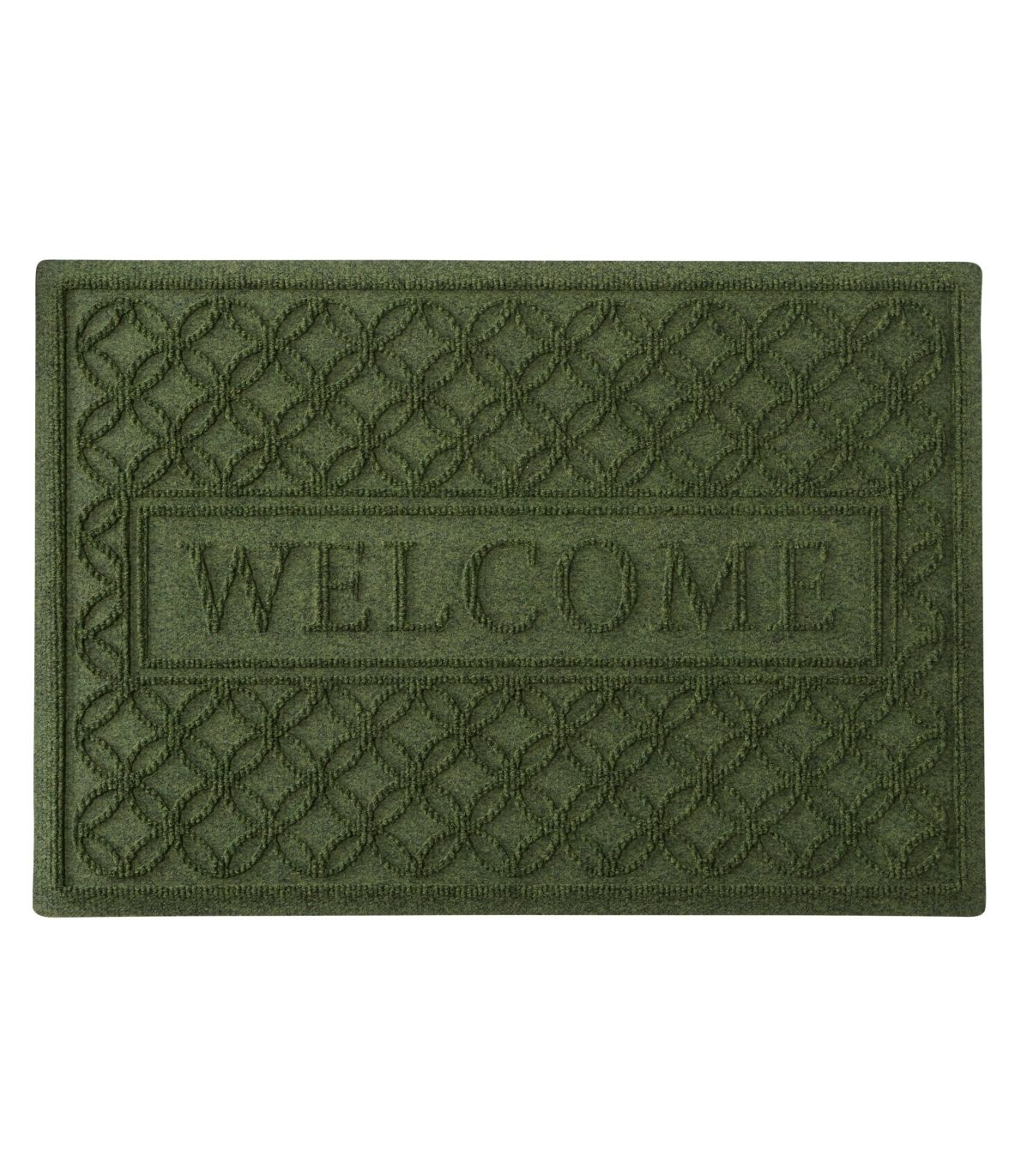 Heavyweight Recycled Waterhog Doormat, Locked Circles, Welcome