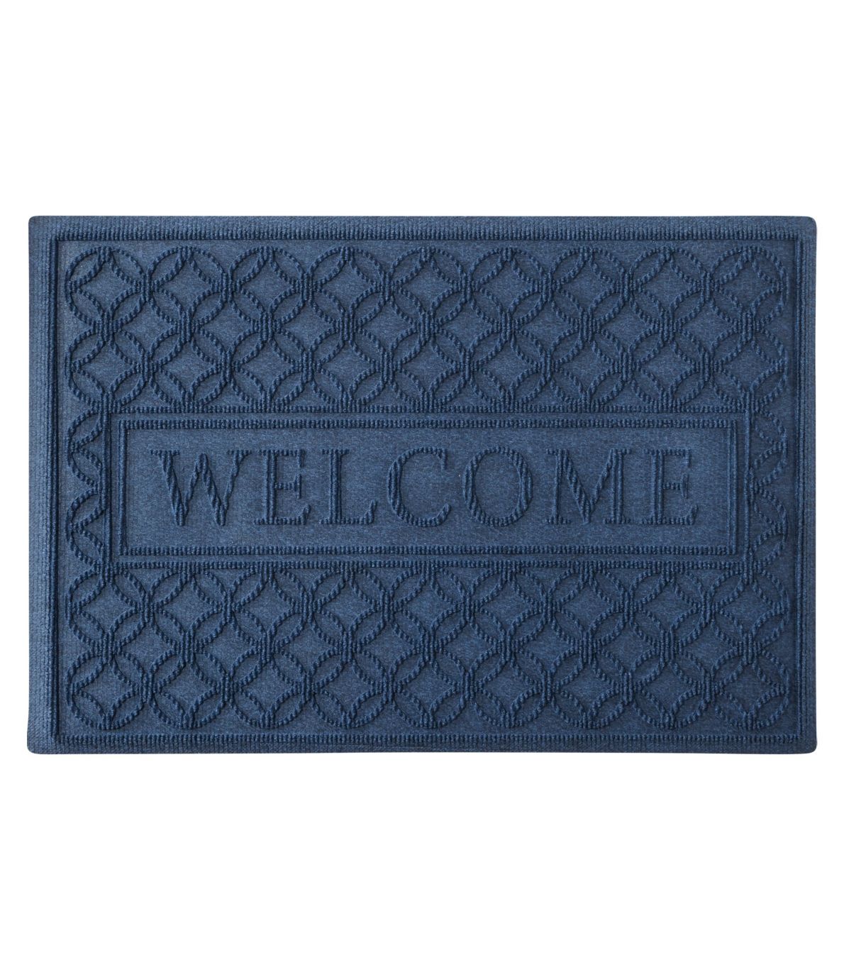 Heavyweight Recycled Waterhog Doormat, Locked Circles, Welcome