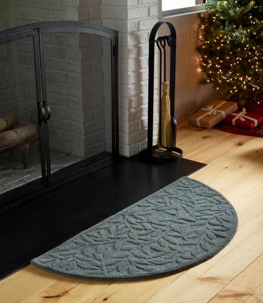 Wool Hearth Rug, Crescent, Leaf