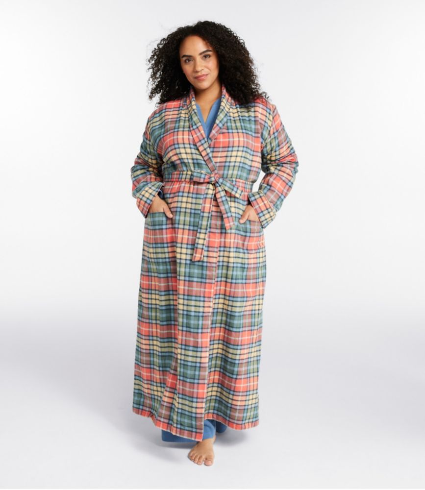 Women's Scotch Plaid Flannel Robe, Indigo Tartan, small image number 2