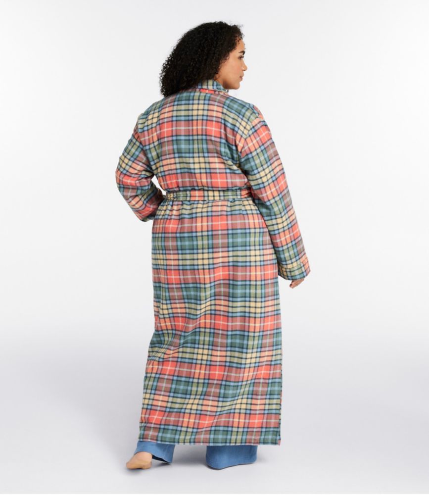 Women's Scotch Plaid Flannel Robe, Indigo Tartan, small image number 3