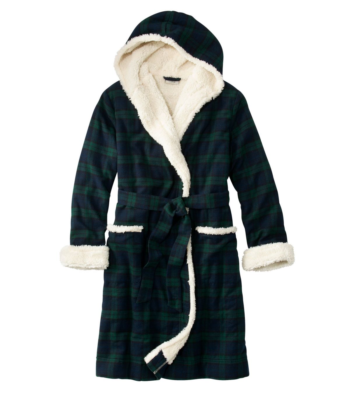 Scotch Plaid Flannel Robe, Sherpa-Lined