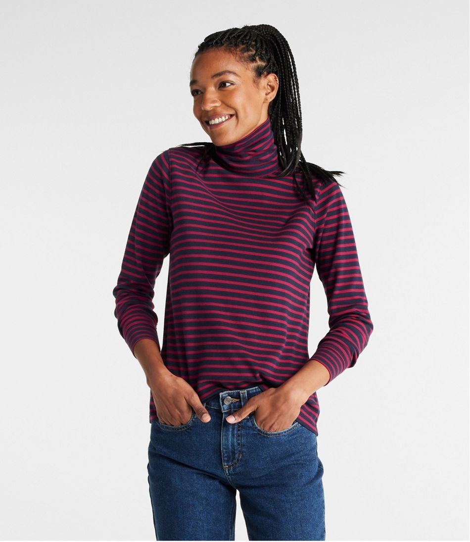 Women's L.L.Bean Interlock Turtleneck, Long-Sleeve Stripe
