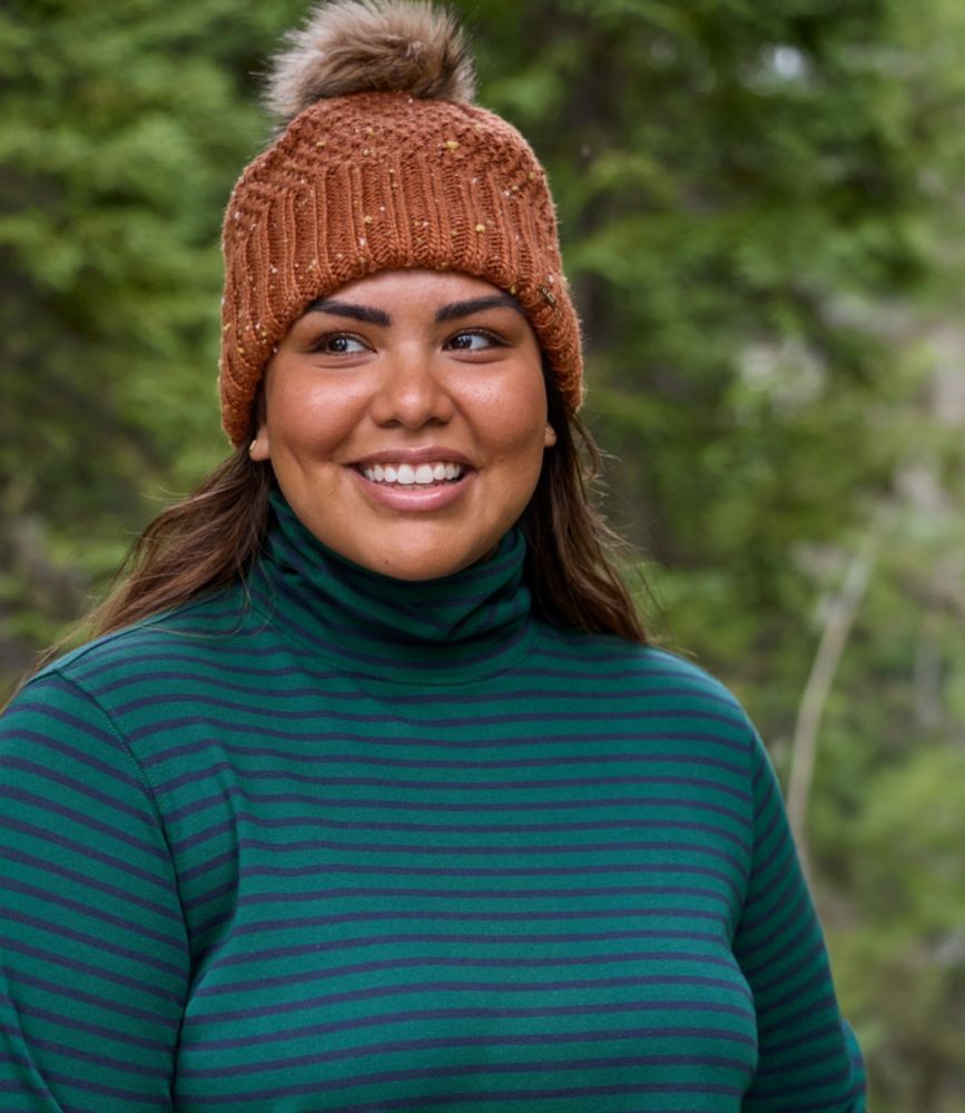 Women's L.L.Bean Interlock Turtleneck, Long-Sleeve Stripe, Cream/Classic Navy, small image number 5
