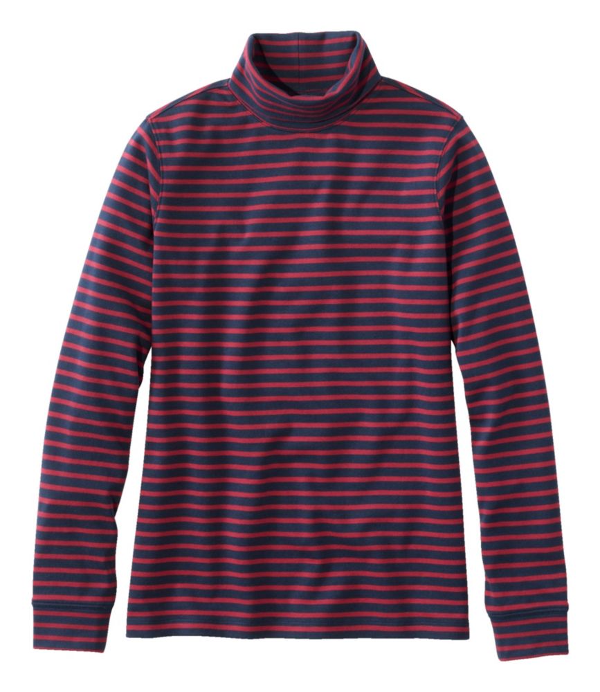 Women's L.L.Bean Interlock Turtleneck, Long-Sleeve Stripe, Dark Cranberry/Classic Navy, small image number 1