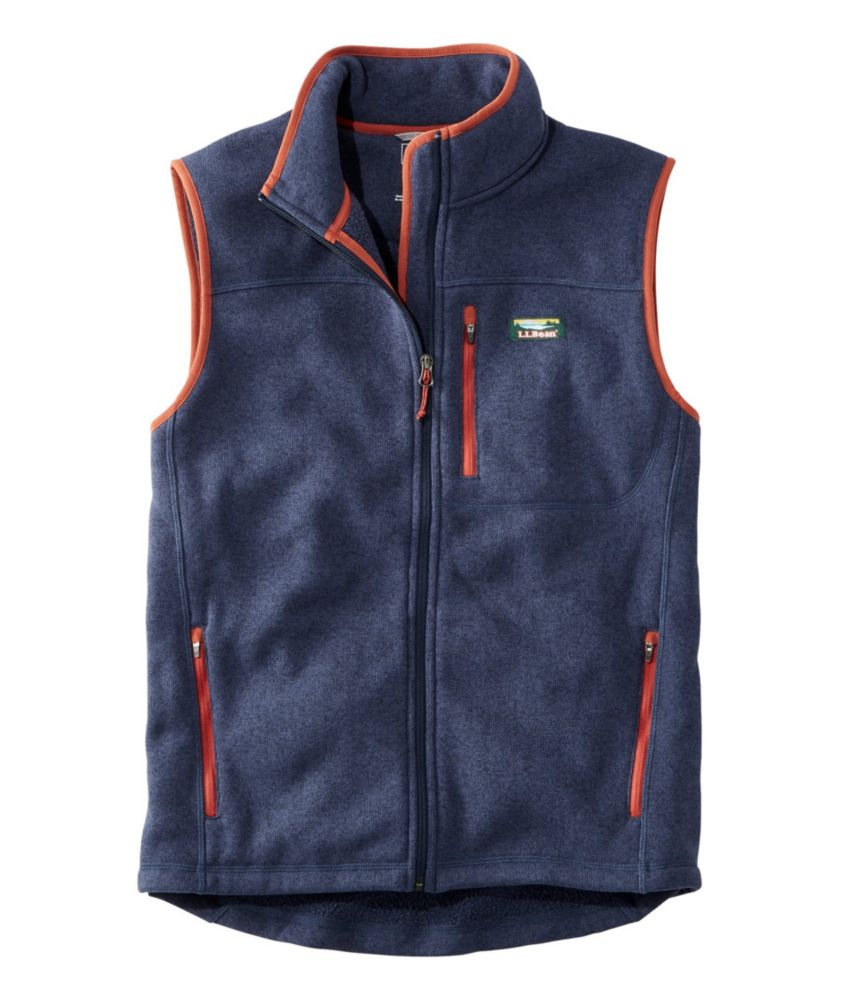 Men's Bean's Sweater Fleece Vest, Bright Navy/Red Ochre, small image number 1