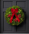 Traditional Christmas Balsam Wreath Lighted, One Color, small image number 0