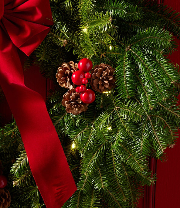 Traditional Christmas Balsam Wreath Lighted, One Color, large image number 2
