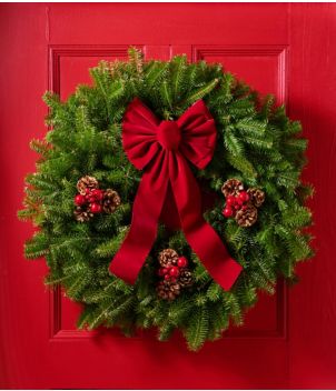Traditional Christmas Balsam Wreath, 24"
