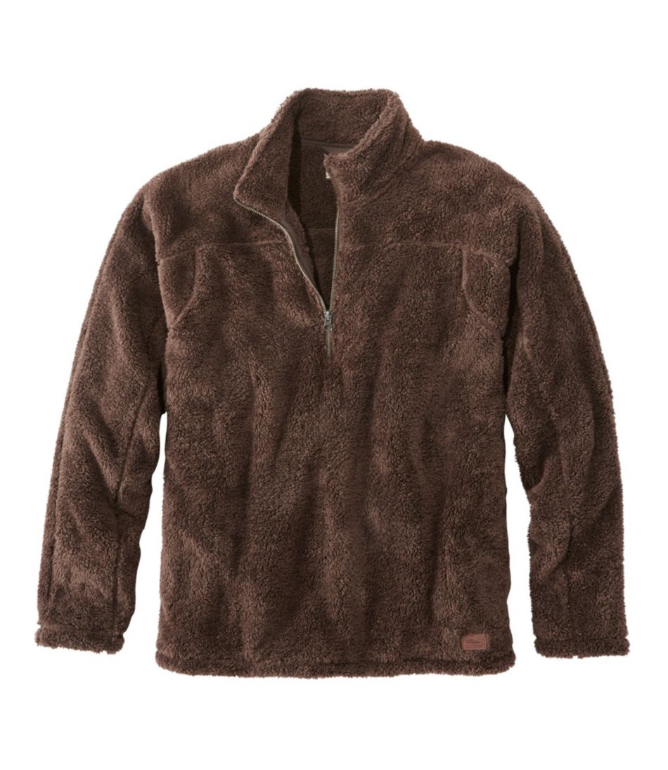 Quarter-Zip Shearling Fleece Pullover - Brown