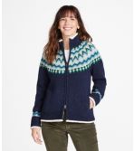 Women's L.L.Bean Classic Ragg Wool Sweater, Sherpa-Lined Zip Cardigan Fair Isle