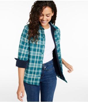 Women's Fleece-Lined Flannel Shirt, Snap-Front Plaid