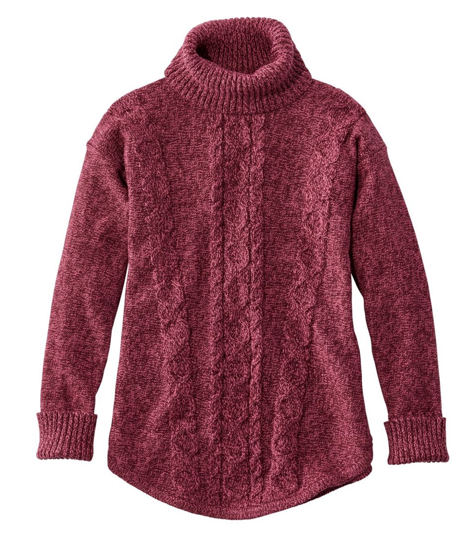 Double L® Mixed-Cable Sweater, Turtleneck
