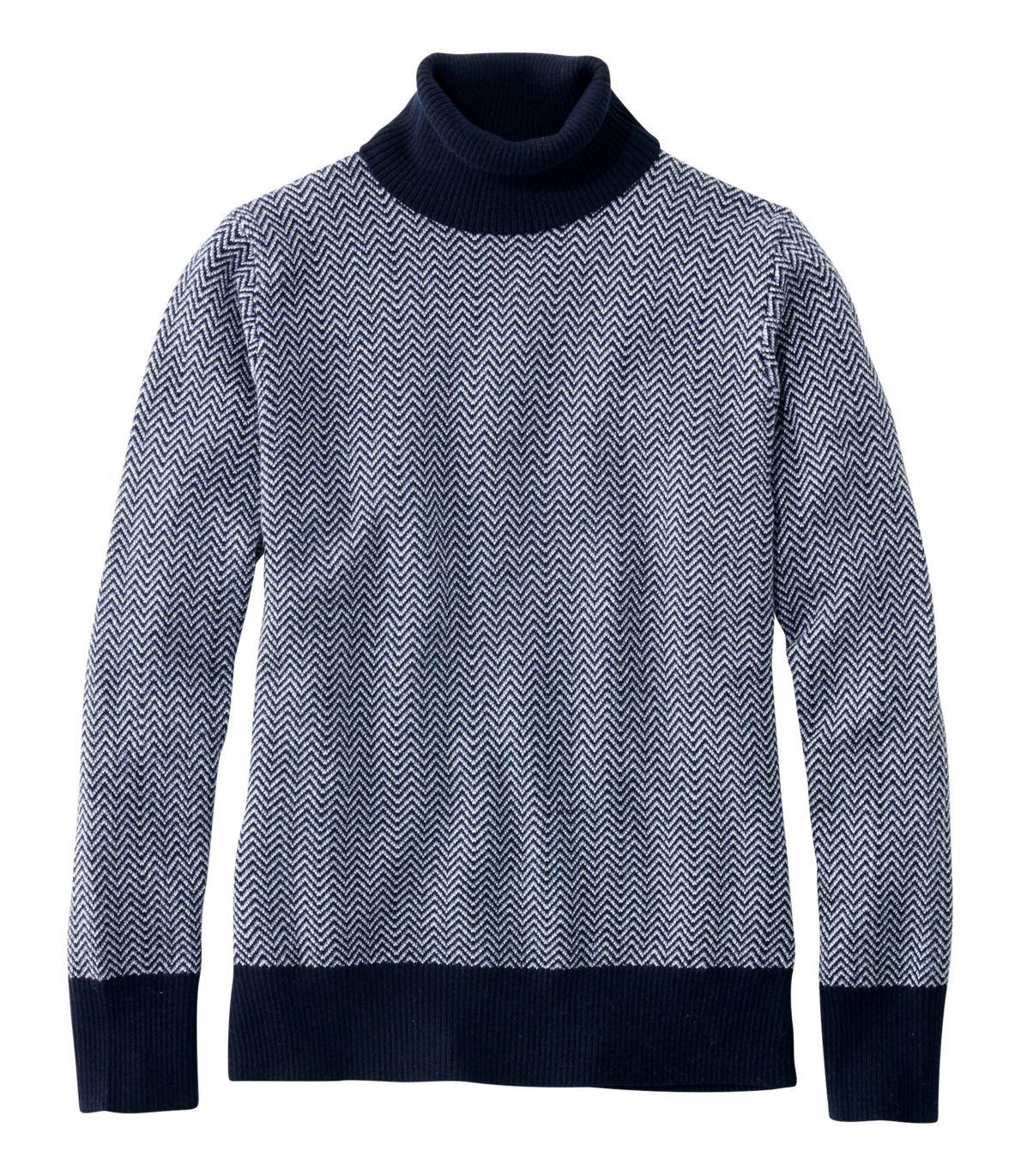 Cotton/Cashmere Sweater, Turtleneck Herringbone