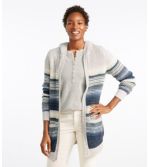 Women's Waffle-Stitch Sweater, Hooded Open Cardigan Multi-Stripe