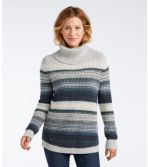 Women's Waffle Stitch Sweater, Cowlneck Pullover Multi-Stripe
