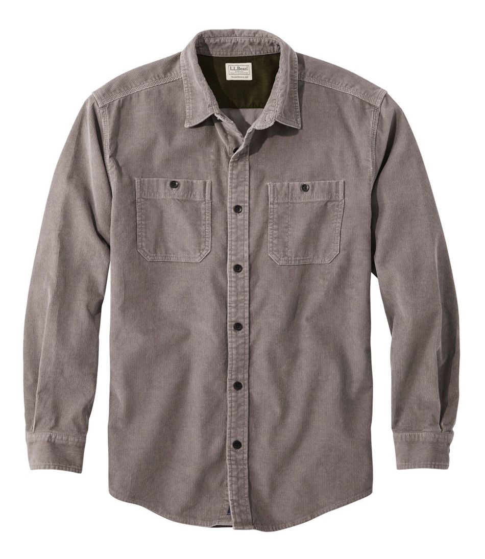 Men's Lakewashed Corduroy Shirt, Traditional Fit Long-Sleeve