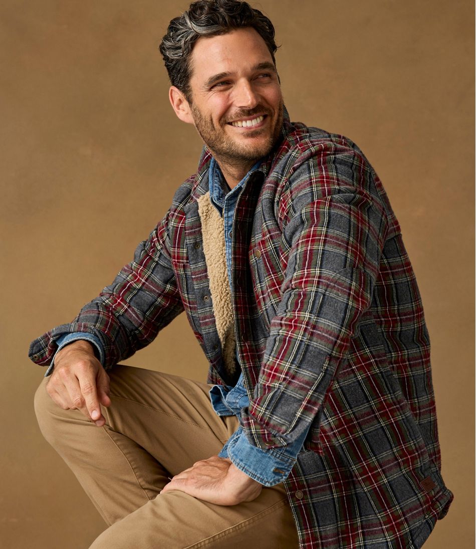 Men's Sherpa-Lined Scotch Plaid Shirt, Slightly Fitted | Shirts at L.L.Bean