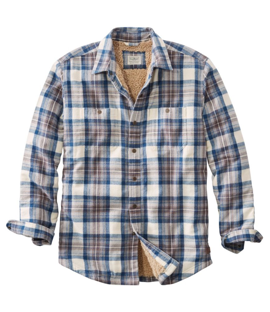 Men's Sherpa-Lined Scotch Plaid Shirt, Slightly Fitted