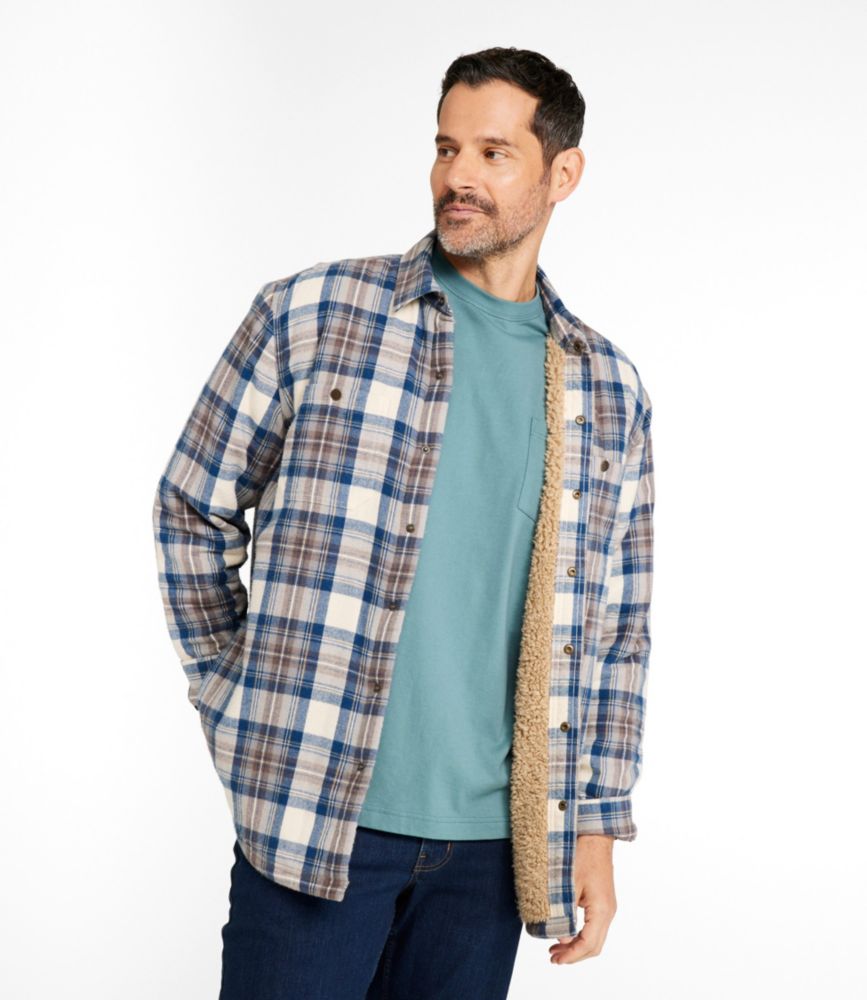 Men's Sherpa-Lined Scotch Plaid Shirt, Slightly Fitted