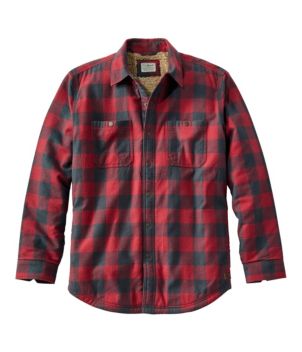 Men's Sherpa-Lined Scotch Plaid Shirt, Slightly Fitted