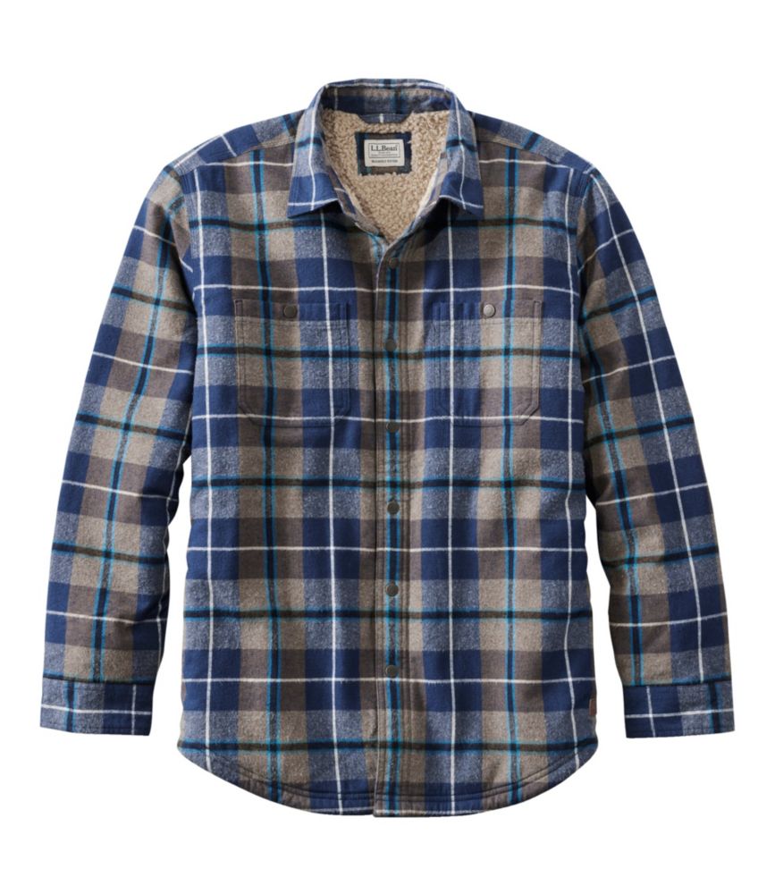 Men's Sherpa-Lined Scotch Plaid Shirt, Slightly Fitted