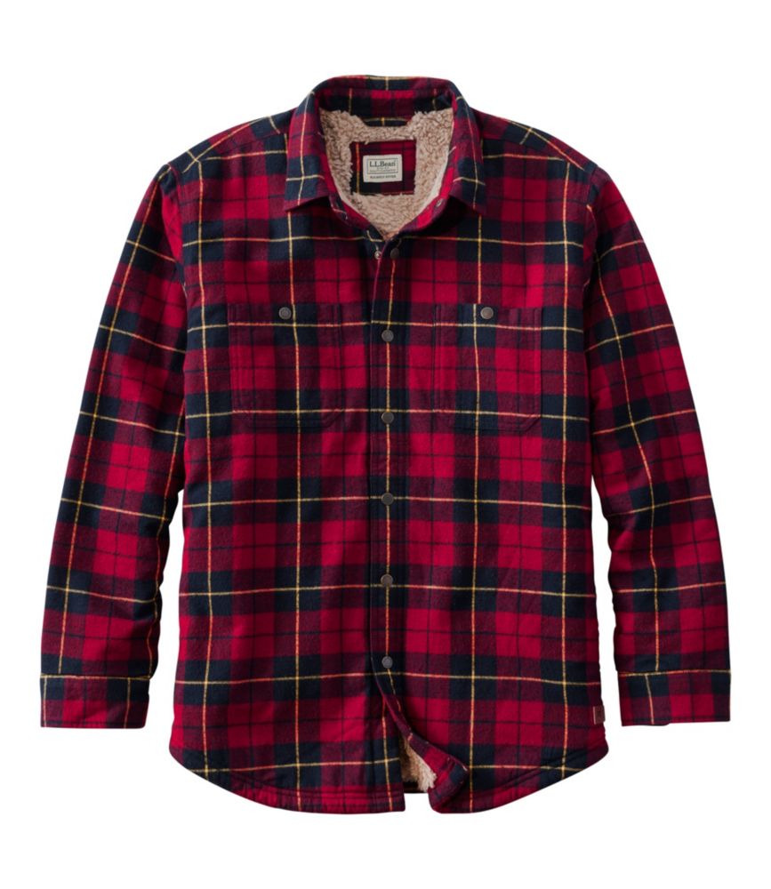 Men's Sherpa-Lined Scotch Plaid Shirt, Slightly Fitted