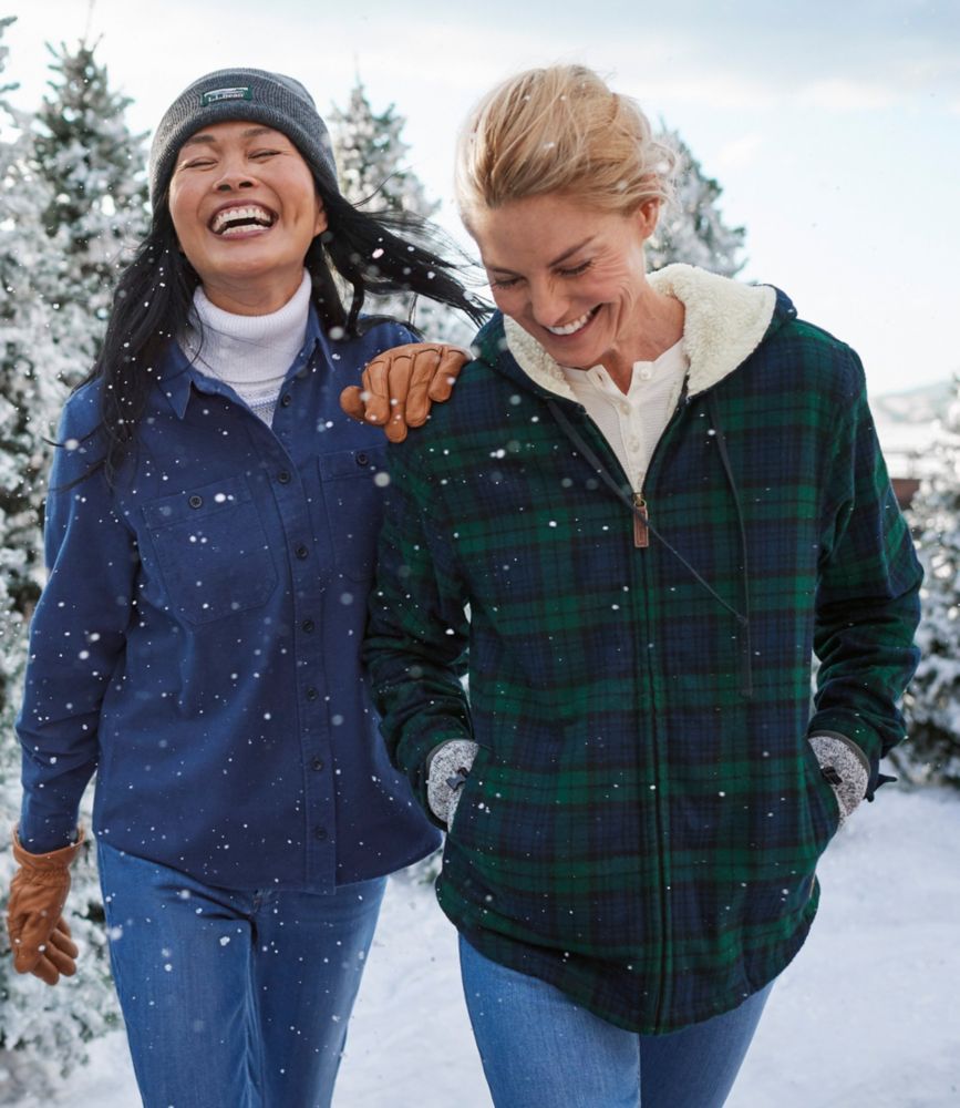 Women's Scotch Plaid Flannel Shirt, Sherpa-Lined Zip Hoodie, Antique Dress Stewart, small image number 6