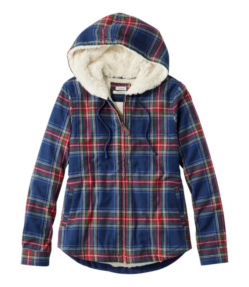 Women's Scotch Plaid Flannel Shirt, Sherpa-Lined Zip Hoodie Best Jacket