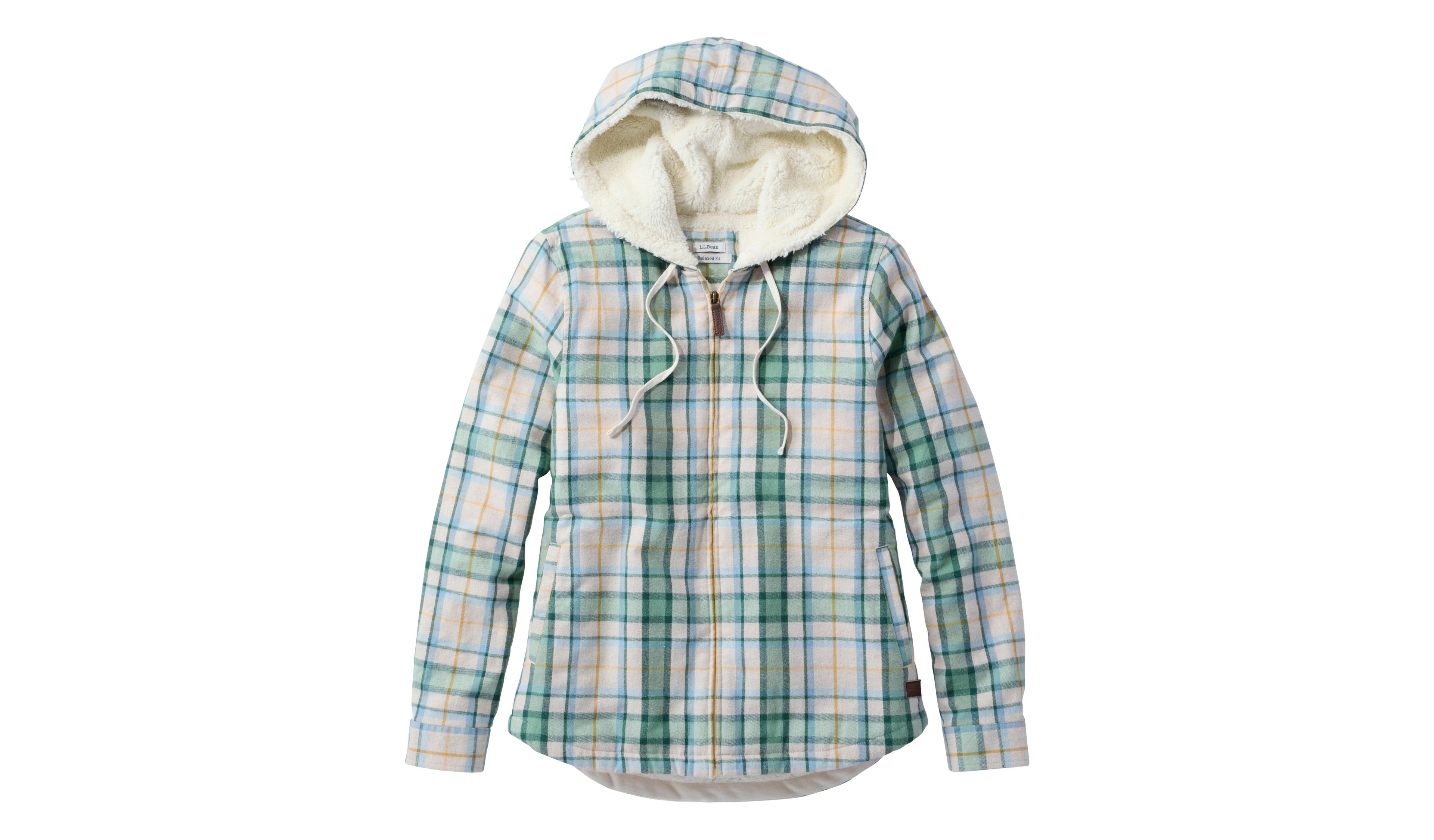 Women's Scotch Plaid Flannel Shirt, Sherpa-Lined Zip Hoodie