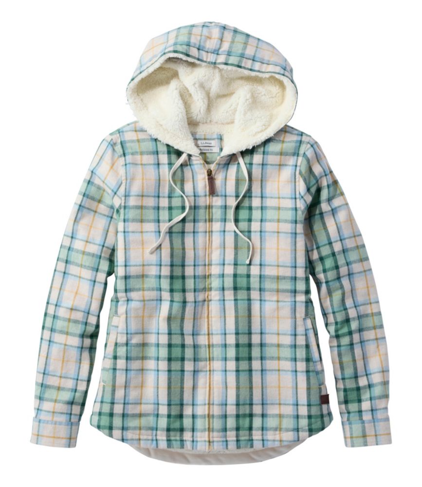 Women's Scotch Plaid Flannel Shirt, Sherpa-Lined Zip Hoodie