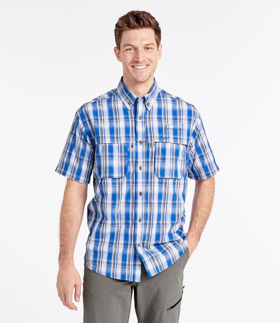 Alion Mens Casual Regular Short Sleeve Button Down Plaid Checked Shirts