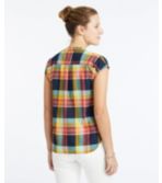 Women's Signature Madras Shirt, Short-Sleeve Split-Neck Popover