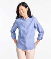 Women's Soft Organic Cotton Crinkle Shirt, Roll-Tab Print at L.L. Bean