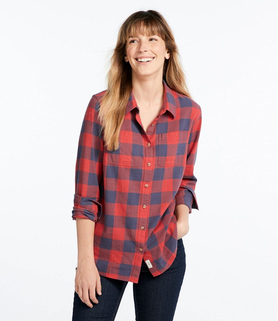 Women's L.L.Bean Heritage Washed Twill Shirt, Long-Sleeve Plaid ...