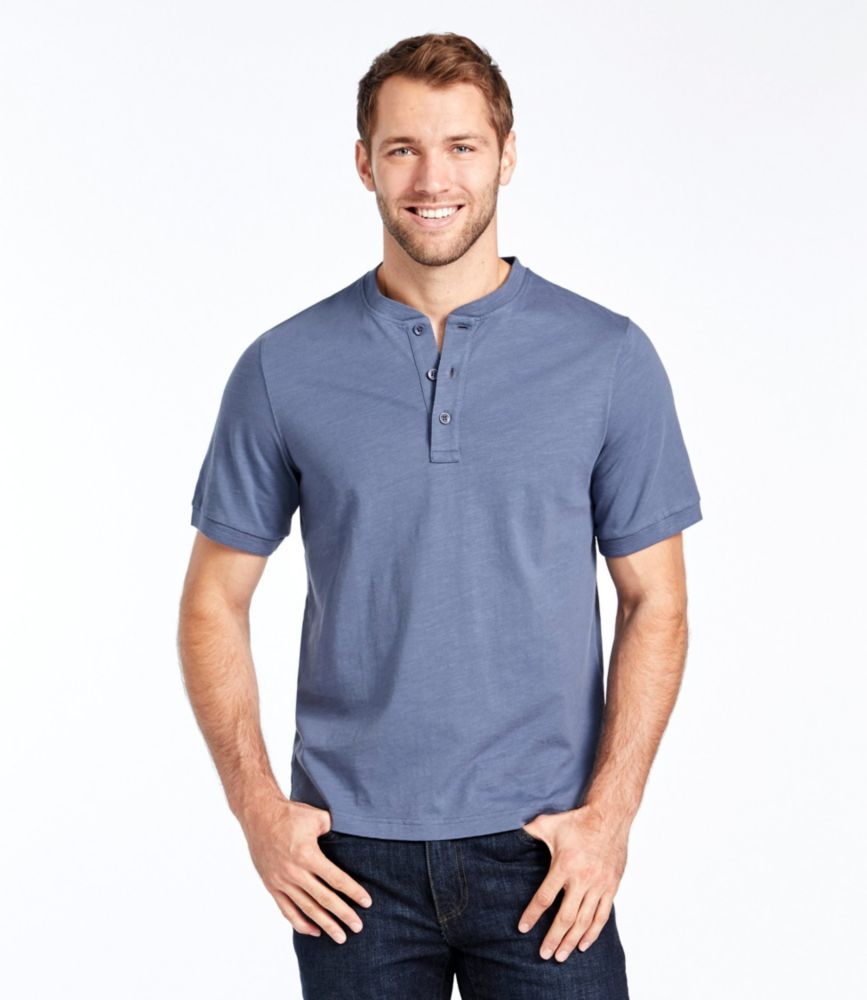 Men's Lakewashed Organic Cotton Shirt, ShortSleeve Henley Shirts at