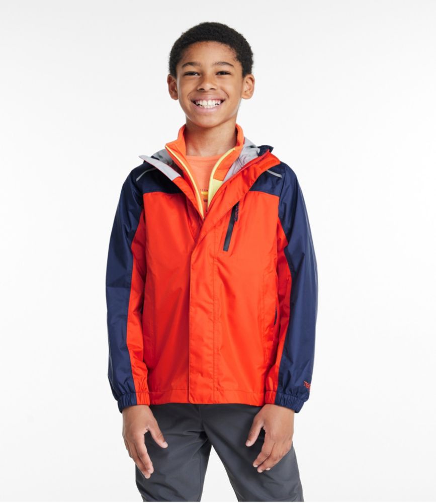 Kids' Trail Model Rain Jacket, Colorblock, Cadet Blue/Ocean Waves, small image number 2