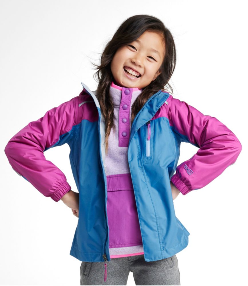 Kids' Trail Model Rain Jacket, Colorblock, Cadet Blue/Ocean Waves, small image number 3