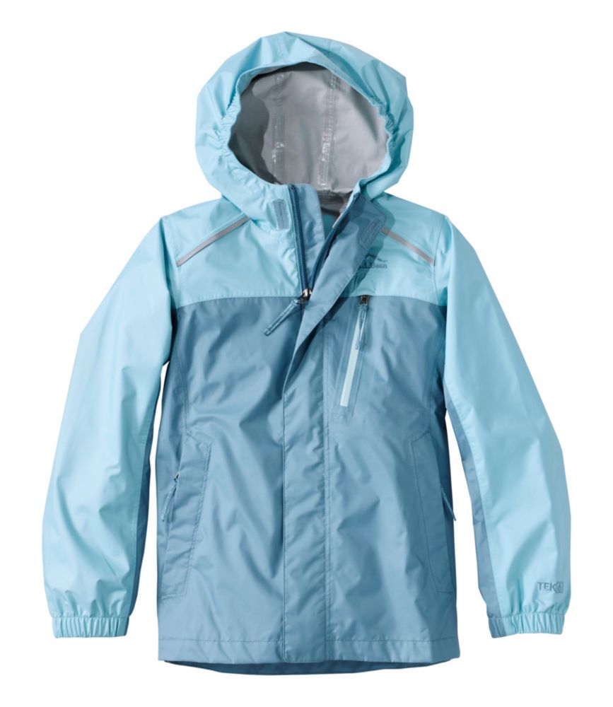 Kids' Trail Model Rain Jacket, Colorblock, Cadet Blue/Ocean Waves, small image number 1