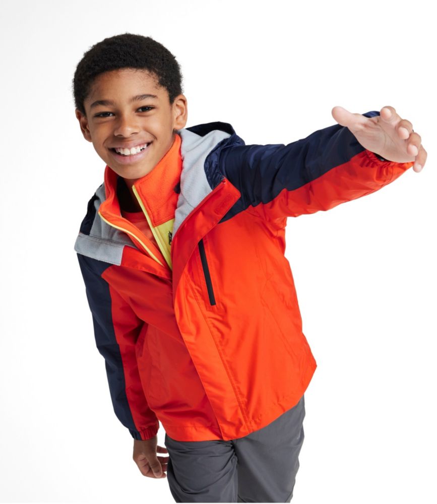 Kids' Trail Model Rain Jacket, Lined, Colorblock, Gray Pebble/Yellow Sun, small image number 3