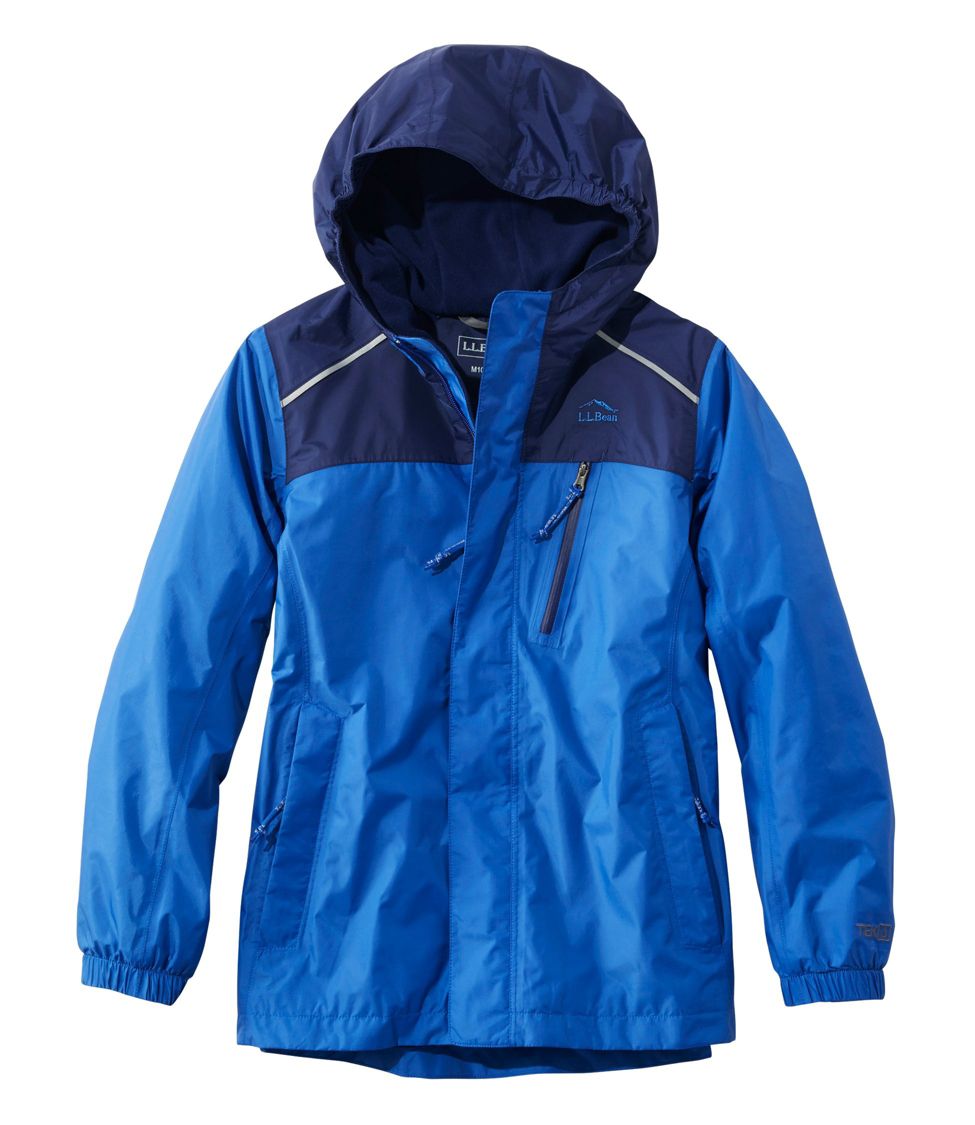 Kids' Trail Model Rain Jacket, Lined, Colorblock Deep Sapphire Extra Large 18, Synthetic Nylon | L.L.Bean