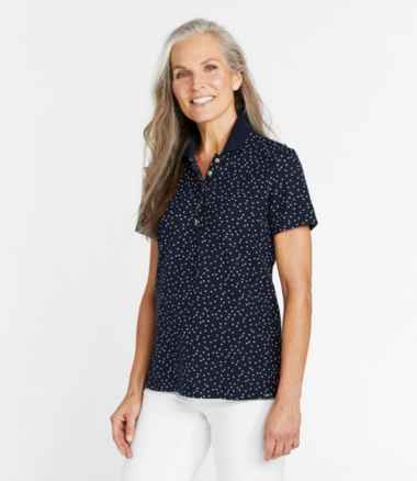 Women's Premium Double L Shaped Polo, Short-Sleeve Print