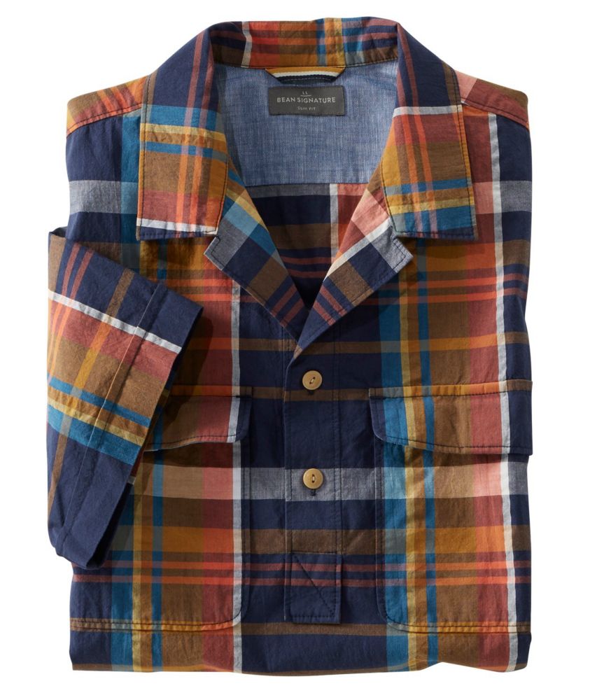 Men's Signature Seersucker Popover Shirt, Short-Sleeve, Plaid