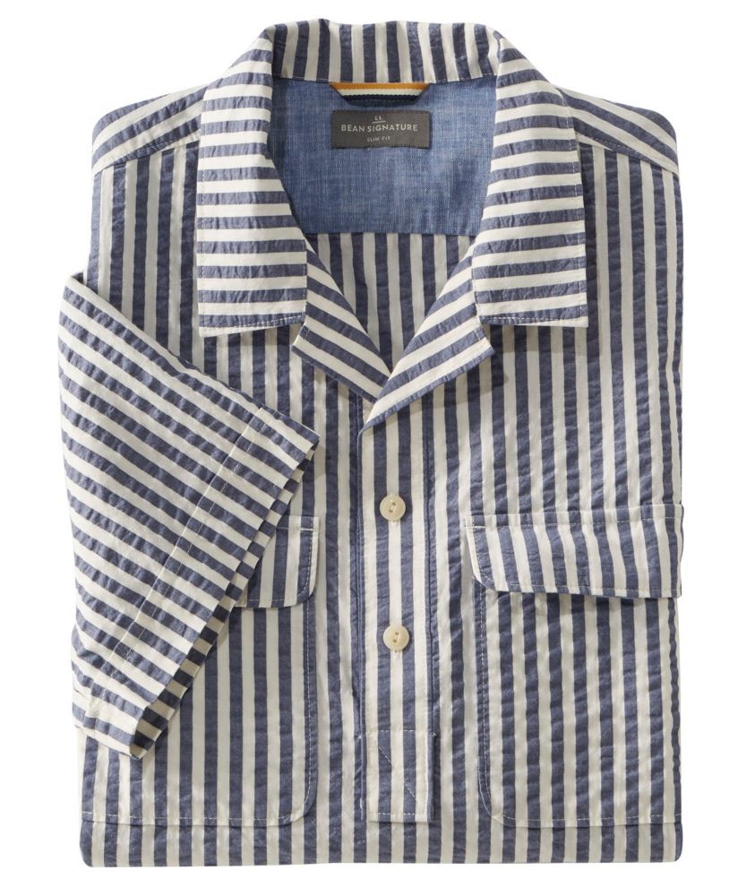 Men's Signature Seersucker Popover Shirt, Short-Sleeve, Plaid