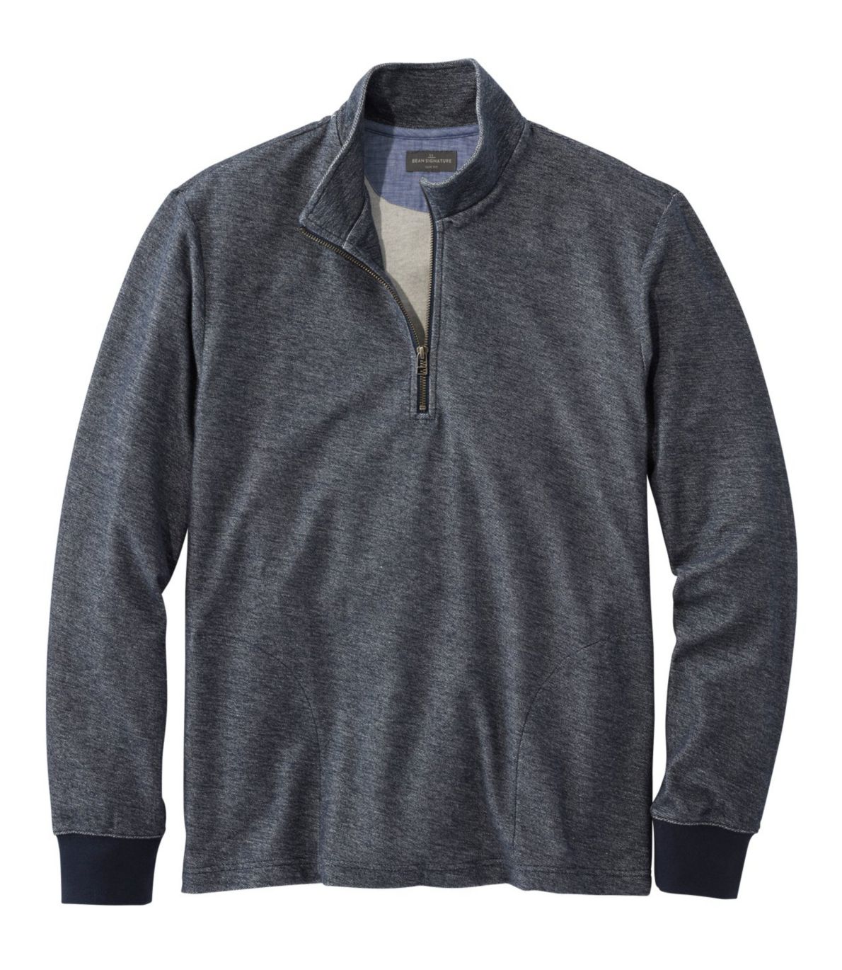 Men's Signature French Terry Pullover, Quarter-Zip, Long Sleeve, Slim Fit