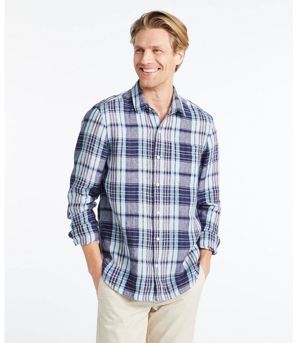 Men's Signature Linen Shirt, Long-Sleeve, Plaid | Shirts & Tops at L.L.Bean
